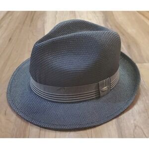 SCALA Classico 100% Paper Black and Taupe Fedora Hat Mens Size Medium